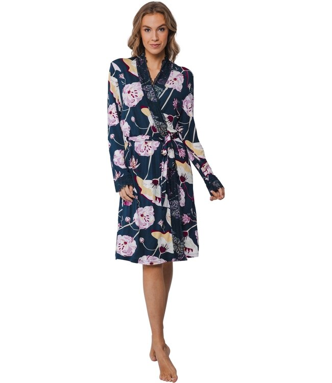 Pastunette Premium luxe viscose-mix lounge style kimono badjas 'flower bloom lace'