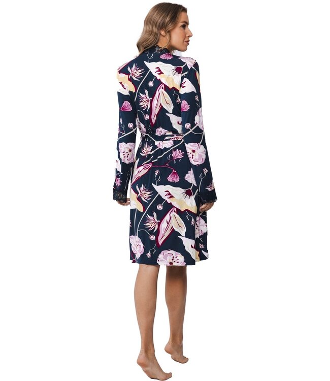 Pastunette Premium luxe viscose-mix lounge style kimono badjas 'flower bloom lace'