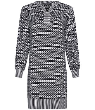 Pastunette Premium ladies luxury long sleeve nightdress 'monochrome diamonds & stripes'