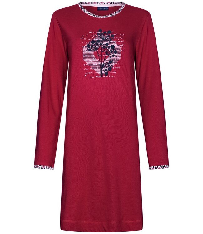 Pastunette Pastunette organic cotton long sleeve red nightdress 'wild wishy flower'