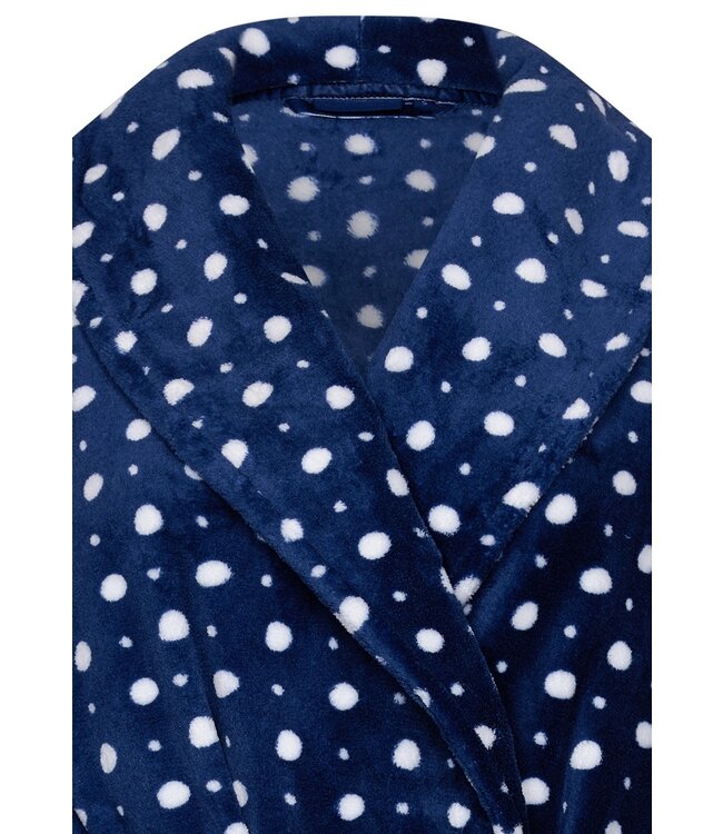 Pastunette warm wrap-over blue coral fleece morninggown 'deeply dotty'