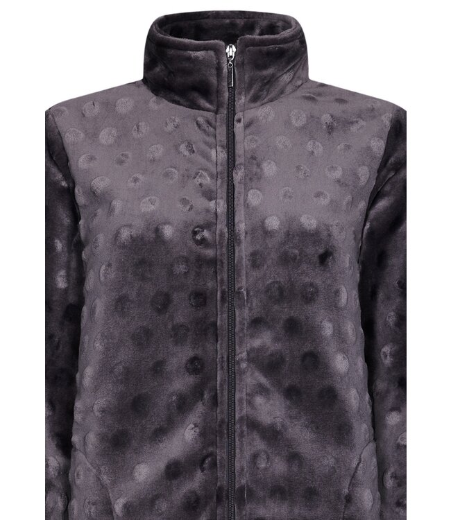 Pastunette grijs, warm, flanel-fleece lounge-huispak 'dotty circles'