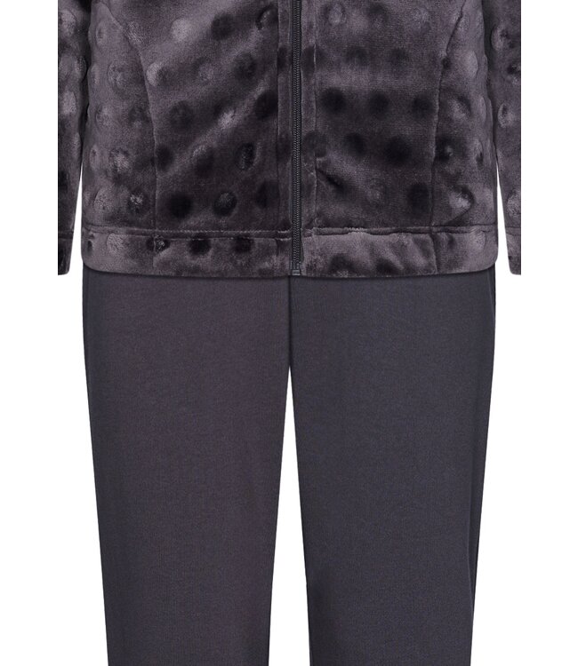 Pastunette grijs, warm, flanel-fleece lounge-huispak 'dotty circles'