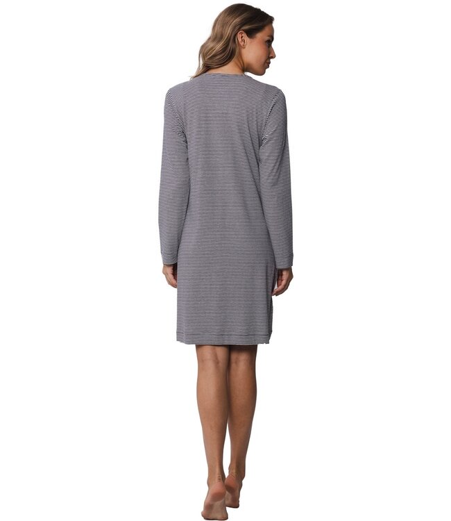 Pastunette organic cotton long sleeve stripey nightdress 'hidden flowers hearts'