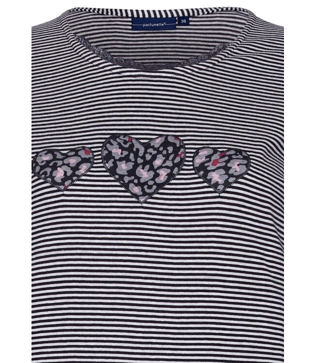 Pastunette organic cotton long sleeve stripey nightdress 'hidden flowers hearts'