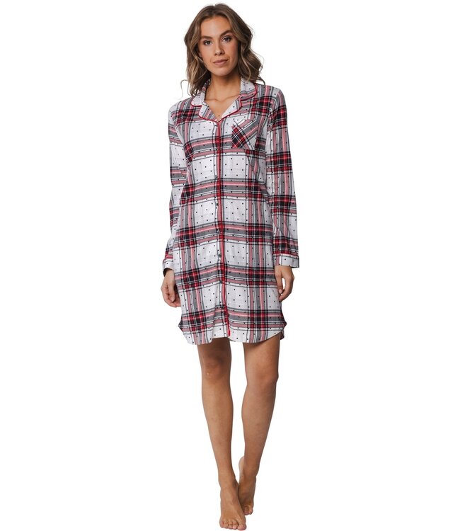 Rebelle ladies, long sleeves, full button nightshirt