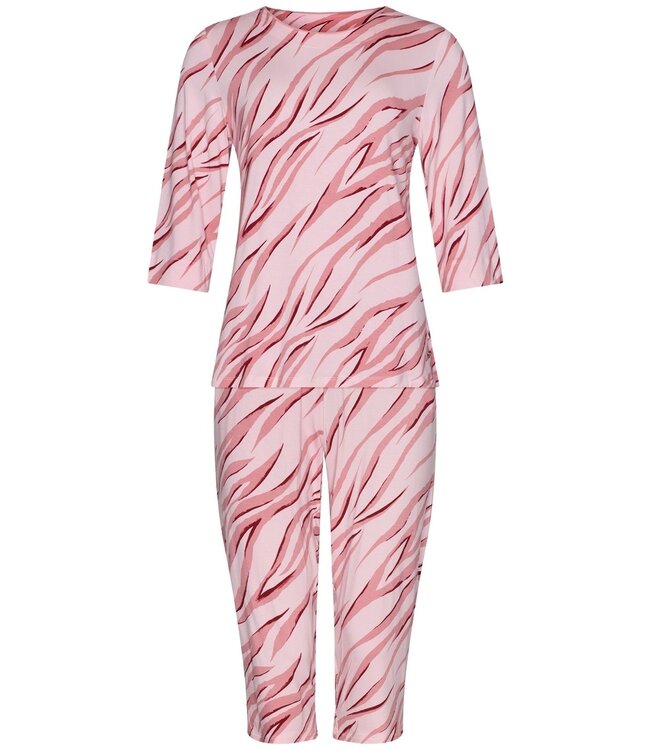 ladies 3/4 sleeve luxury pyjama 'pink animal'