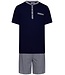 men's cotton-modal shorty set with buttons 'geometric blue'