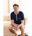 men's cotton-modal shorty set with buttons 'geometric blue'