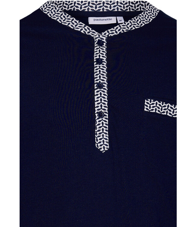 men's cotton-modal shorty set with buttons 'geometric blue'
