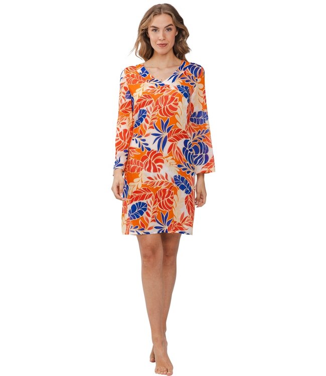 woven 'v' neck  3/4 sleeve beach dress 'beach twist'