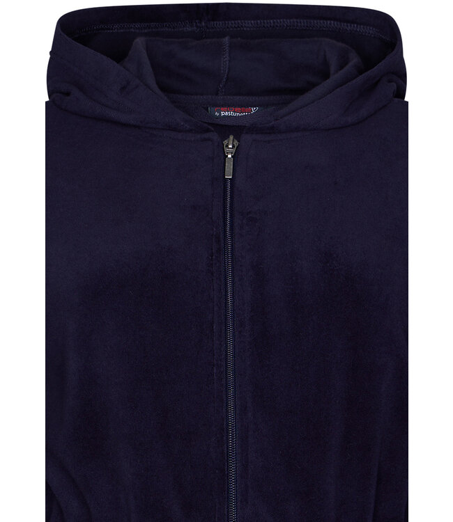 trendy velours ochtendjas met rits 'fabulously stripey'