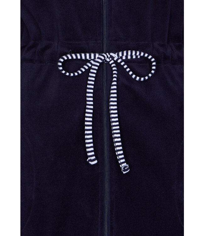 trendy velours ochtendjas met rits 'fabulously stripey'