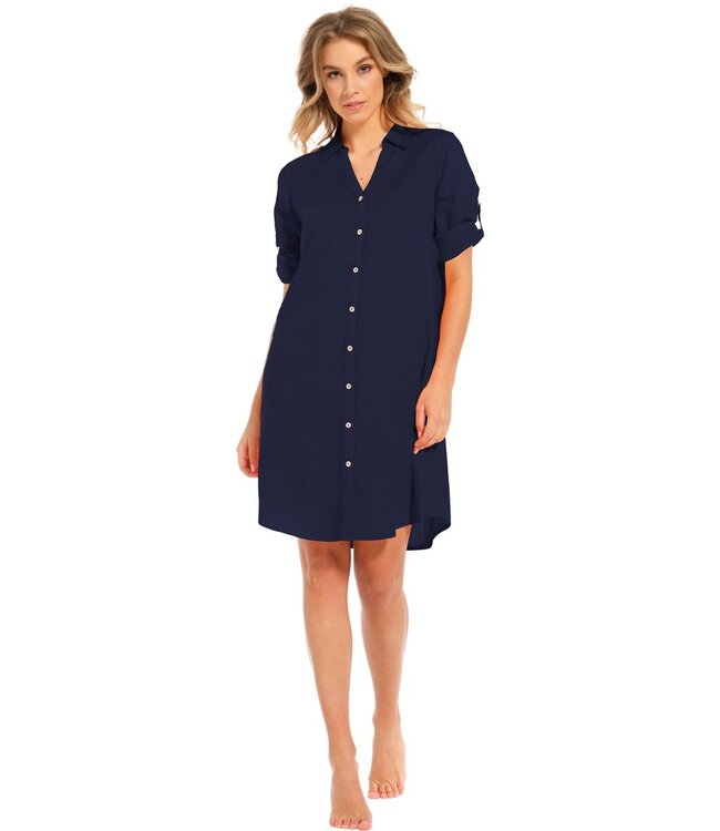 blauw geweven strandshirt 'sunny day'