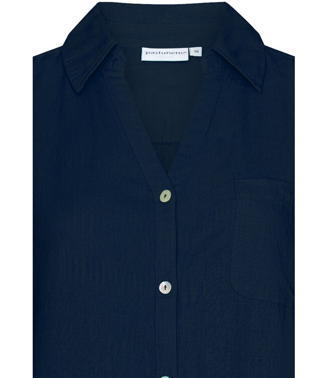 blauw geweven strandshirt 'sunny day'