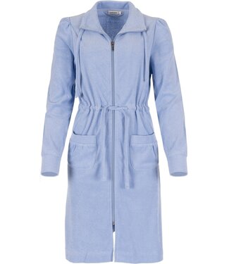 Pastunette cotton-terry bathrobe with full zip and collar 'blue comfort'