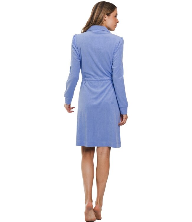 cotton-terry bathrobe with full zip and collar 'blue comfort'