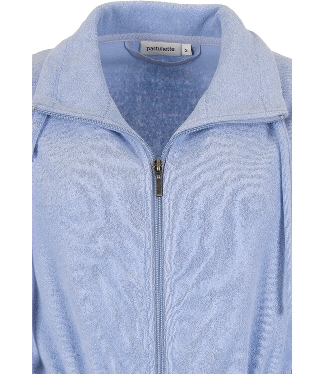 cotton-terry bathrobe with full zip and collar 'blue comfort'