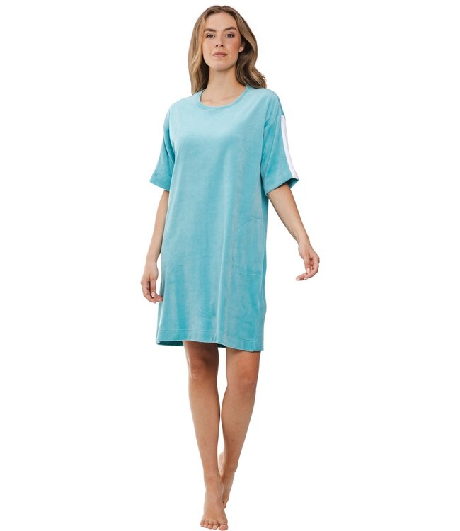 velours lounge nachthemd met zakken 'chic sporty stripe'