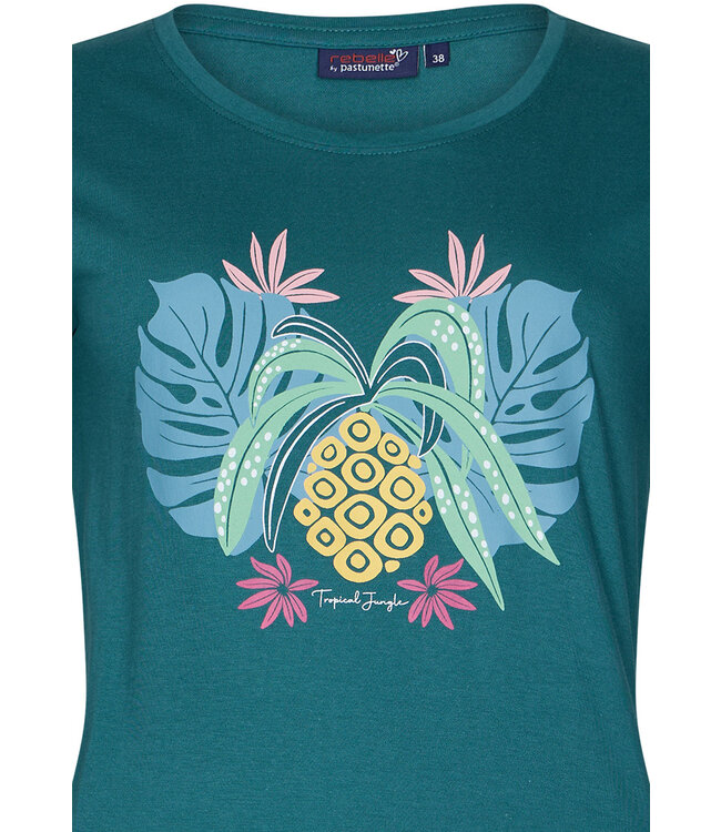 lang nachthemd van biokatoen korte mouw 'tropical paradise'