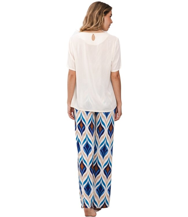 cremekleurige strandtop met korte mouwen