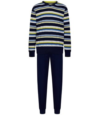 Pastunette for Men men's 'v 'neck pyjama set with cuffs 'bright stripes'