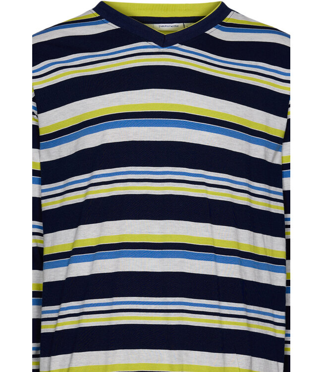 men's 'v 'neck pyjama set with cuffs 'bright stripes'