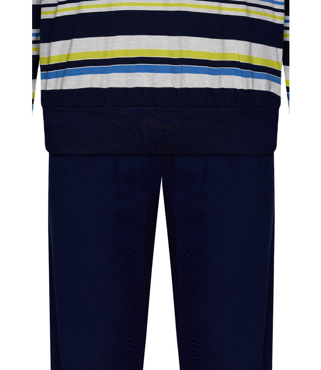 heren pyjama met v-hals en boorden 'bright stripes'