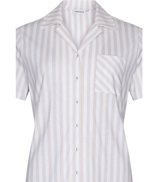 full button short sleeve cotton pyjama 'beige stripes'