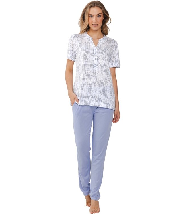 short sleeve cotton-modal pyjama set with buttons 'soft squares'