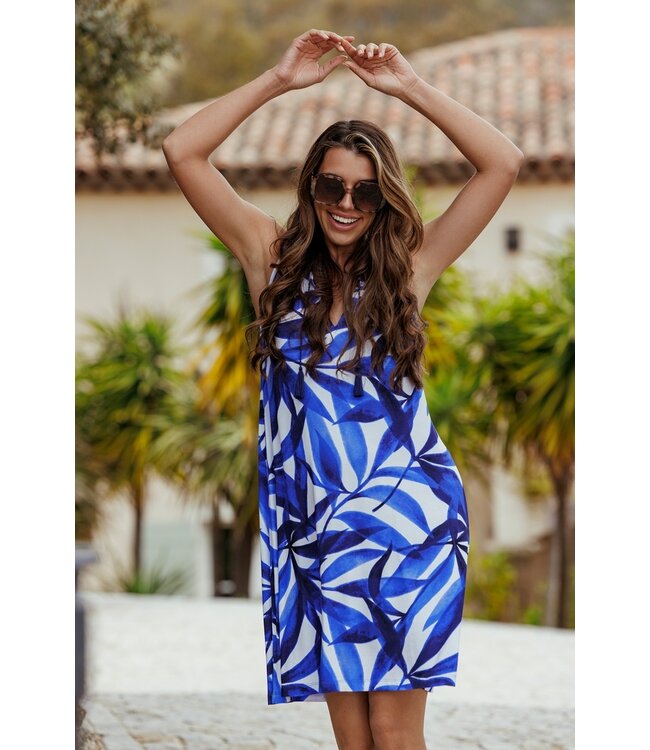 sleeveless 'v' neck beach dress 'paradise leaves'