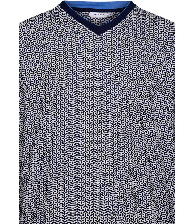 men's  'v' neck cotton-modal pyjama set with cuffs 'geometric blue'