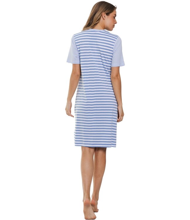 ladies cotton nightdress with buttons 'stripey blue'