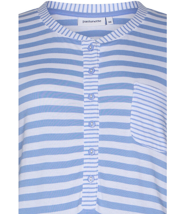 katoenen dames nachthemd met knoopjes 'stripey blue'