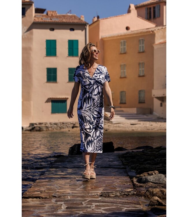 short sleeve 'v' neck beach dress 'floral art'