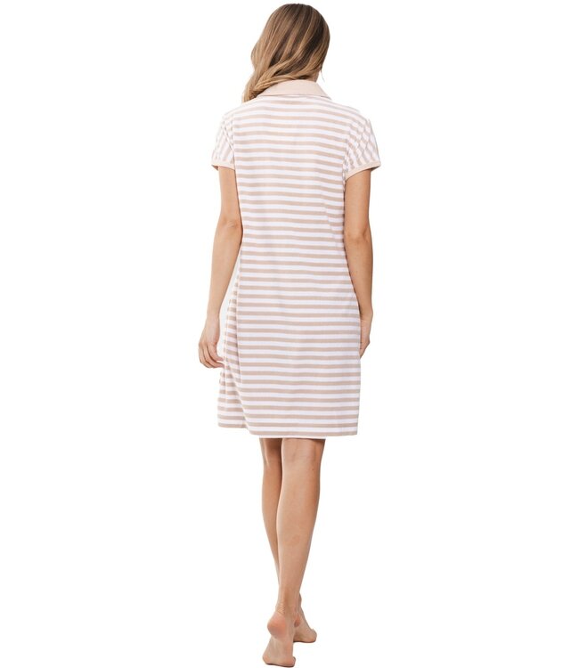 katoen-badstof lounge-nachthemd met korte mouwen 'horizontale strepen'