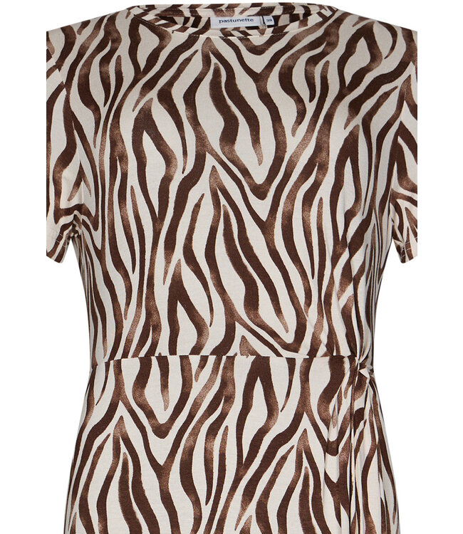 lange strandjurk met korte mouwen 'safari animal'