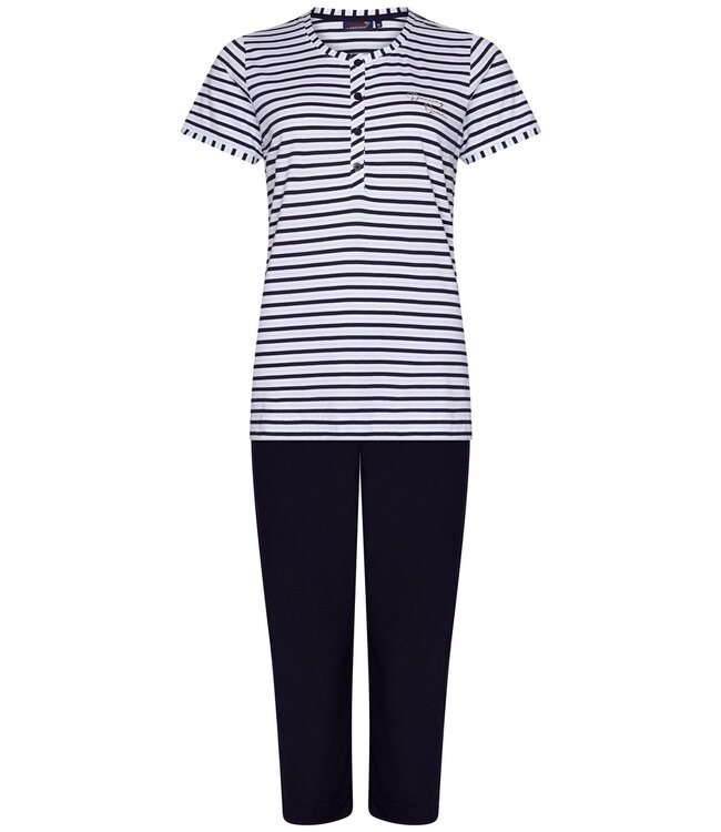 trendy short sleeve pyjama set with buttons 'fabulously stripey'