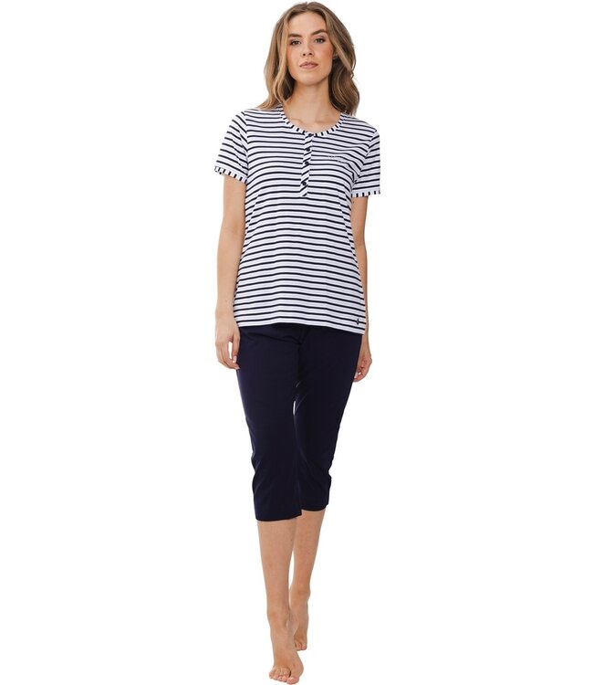 trendy short sleeve pyjama set with buttons 'fabulously stripey'