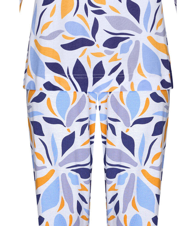 ladies 3/4 sleeve cotton-modal pyjama 'graphic leaves'