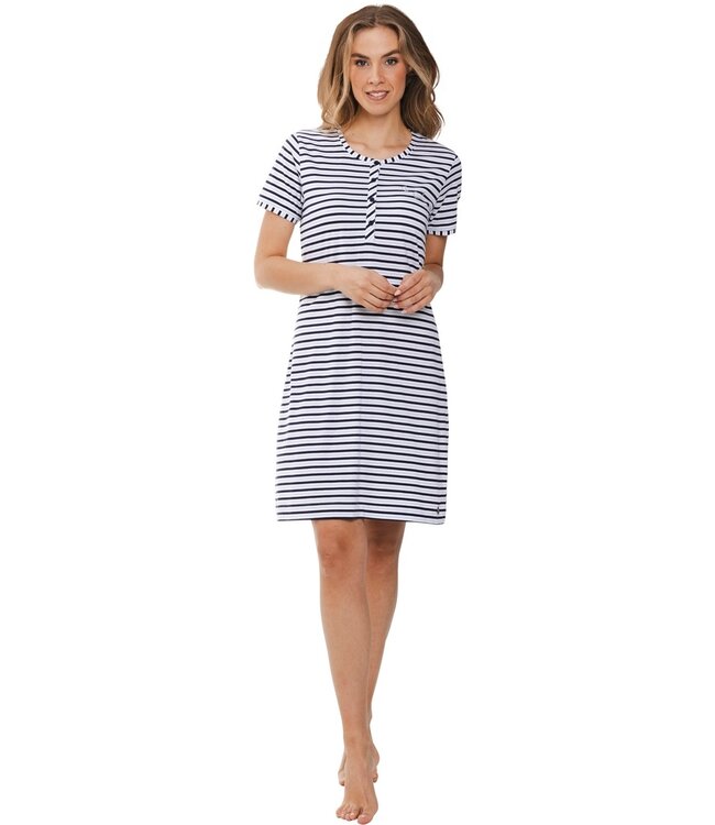 trendy nachthemd met korte mouw en knopen 'fabulously stripey'