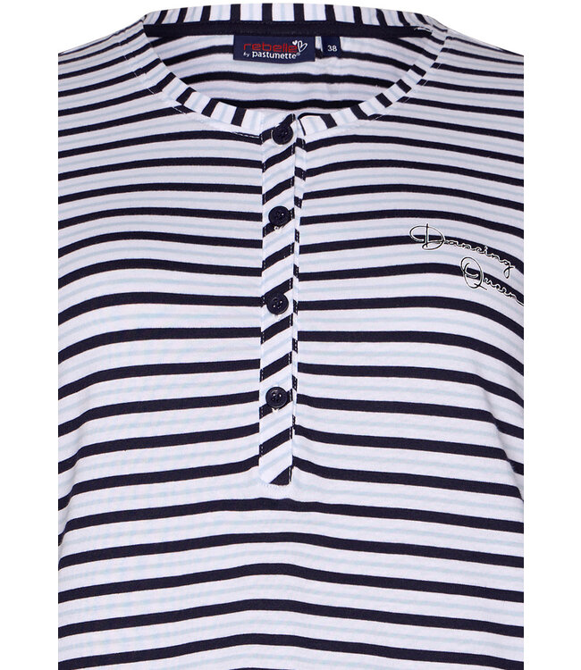 trendy nachthemd met korte mouw en knopen 'fabulously stripey'