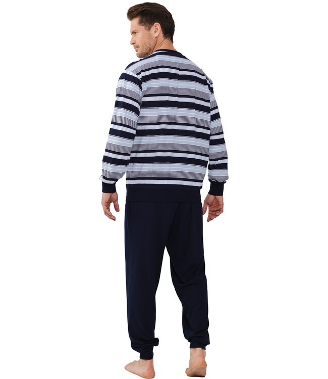 men's cotton pyjama set with buttons 'horizontal stripes'