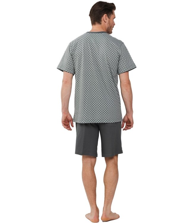 katoenen, groene heren shortama set met knoopjes 'boomerang squares'