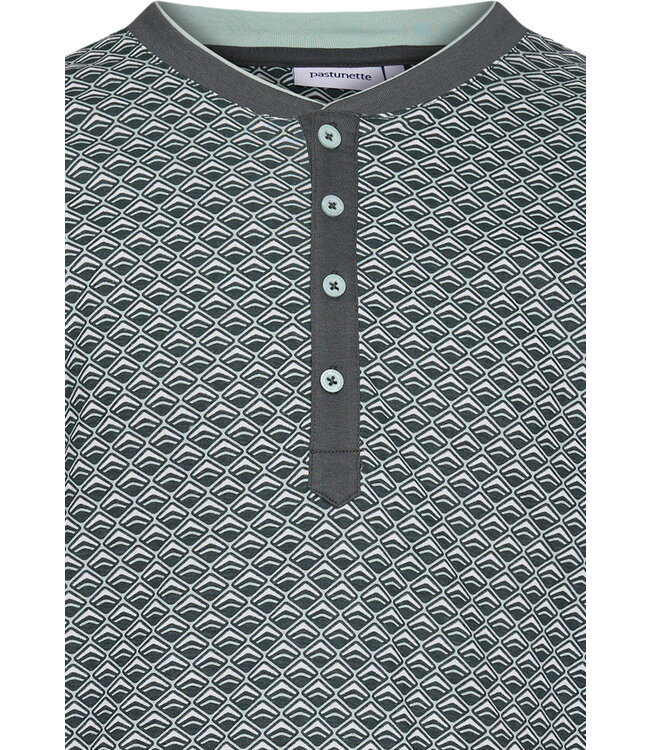 katoenen, groene heren shortama set met knoopjes 'boomerang squares'