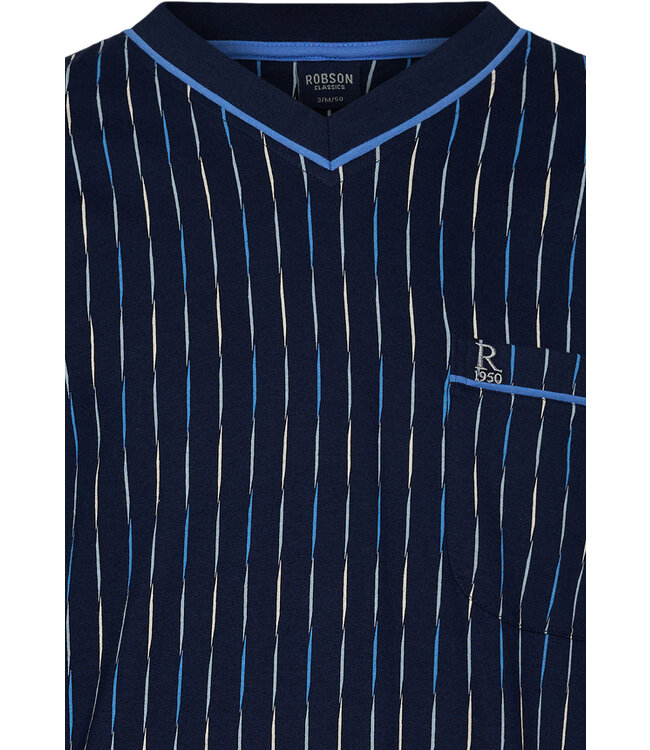 katoenen herenshortama met v-hals 'modern stripes'