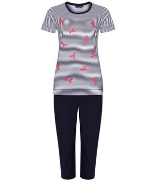 Rebelle short sleeve cotton 3/4 pyjama set 'lobster stripes'