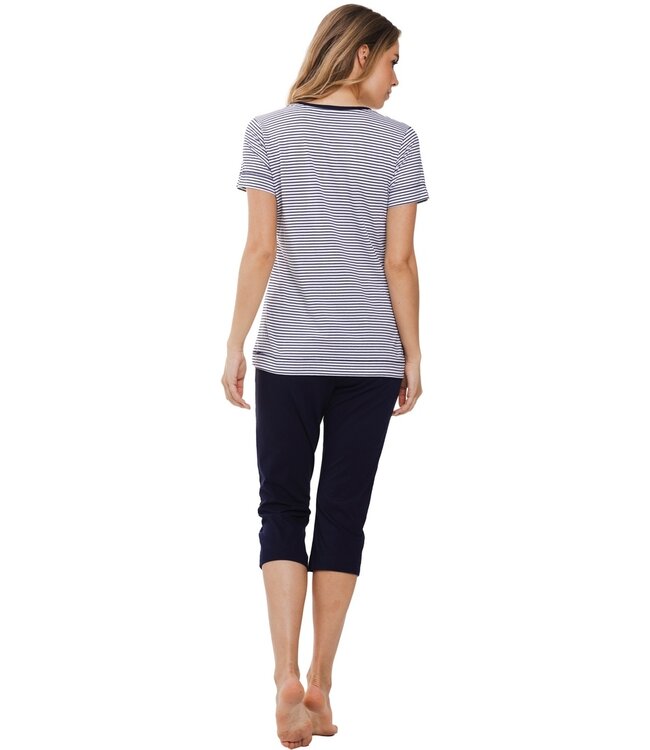 short sleeve cotton 3/4 pyjama set 'lobster stripes'