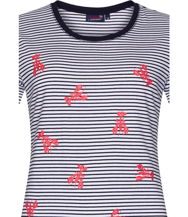 short sleeve cotton 3/4 pyjama set 'lobster stripes'