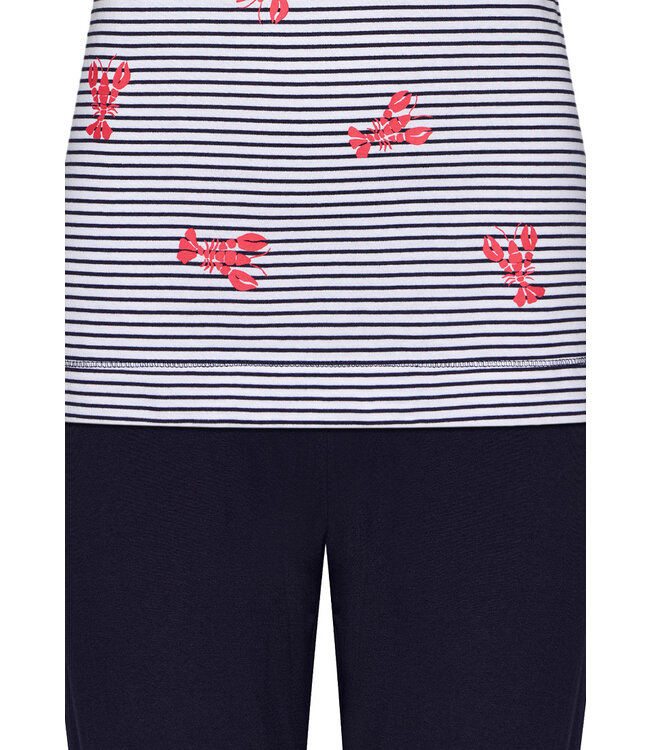 short sleeve cotton 3/4 pyjama set 'lobster stripes'